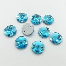 Prisiuvamas akmuo  "Round Rivoli 10 mm Aquamarine"